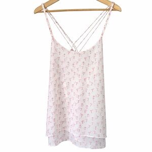 Twik Flamingo Print Crisscross Back Camisole Tank Top Large